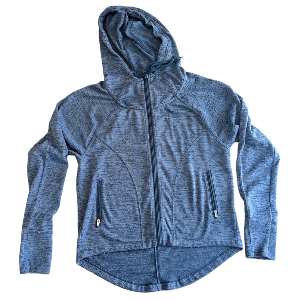 Athleta Marle Blue OVERSIZED Long Sleeve Lightweight full zip hoodie EUC sz XXS